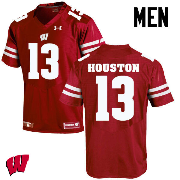Men Wisconsin Badgers #13 Bart Houston College Football Jerseys-Red